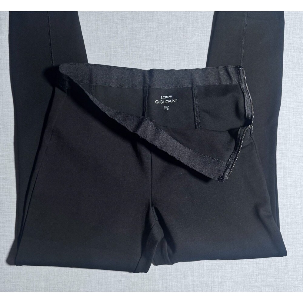 J.Crew Gigi Pant Petite P8 Black Pull-On Slim Leg Ankle Pants Side Zip Stretch